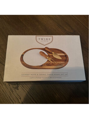 Twine Living Co. Gourmet Wood & Ceramic Cheese Board Gift Set